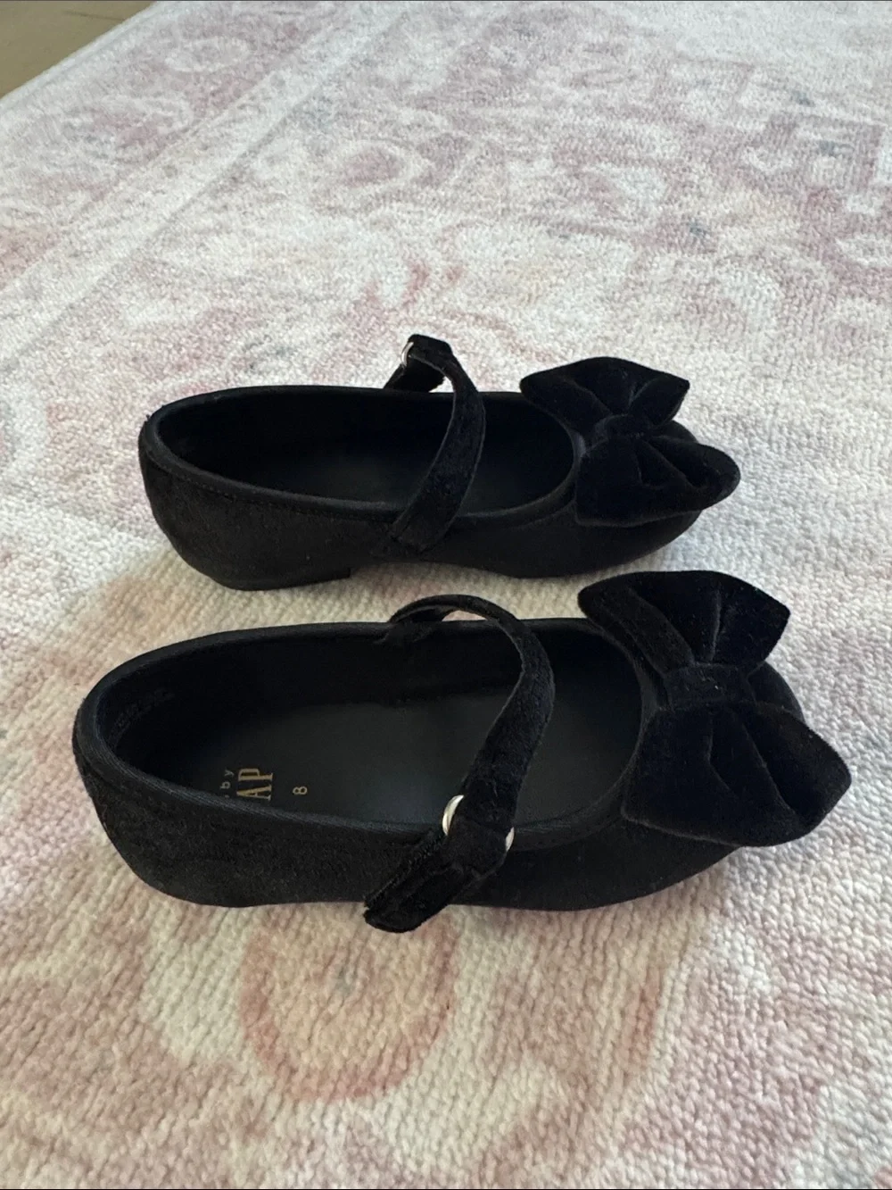 GAP Black Velvet Mary Janes with Bow Accent